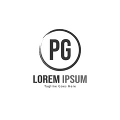 Initial PG logo template with modern frame. Minimalist PG letter logo vector illustration