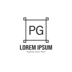 Initial PG logo template with modern frame. Minimalist PG letter logo vector illustration