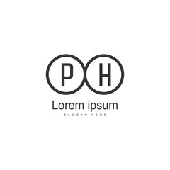Initial PH logo template with modern frame. Minimalist PH letter logo vector illustration