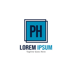 Initial PH logo template with modern frame. Minimalist PH letter logo vector illustration