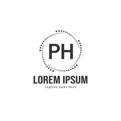 Initial PH logo template with modern frame. Minimalist PH letter logo vector illustration