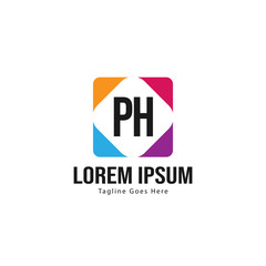 Initial PH logo template with modern frame. Minimalist PH letter logo vector illustration