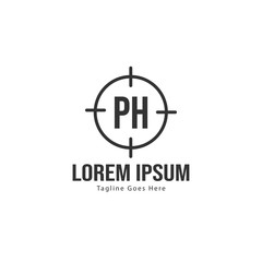 Initial PH logo template with modern frame. Minimalist PH letter logo vector illustration