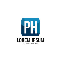 Initial PH logo template with modern frame. Minimalist PH letter logo vector illustration