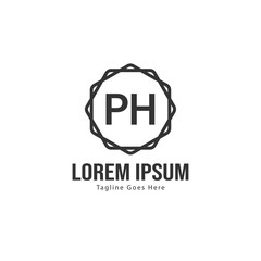 Initial PH logo template with modern frame. Minimalist PH letter logo vector illustration