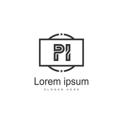 Initial PI logo template with modern frame. Minimalist PI letter logo vector illustration