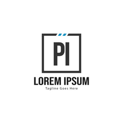 Obraz premium Initial PI logo template with modern frame. Minimalist PI letter logo vector illustration