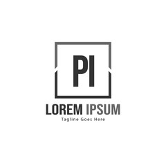 Obraz premium Initial PI logo template with modern frame. Minimalist PI letter logo vector illustration