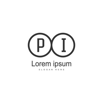 Initial PI logo template with modern frame. Minimalist PI letter logo vector illustration