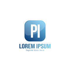 Initial PI logo template with modern frame. Minimalist PI letter logo vector illustration