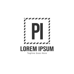 Initial PI logo template with modern frame. Minimalist PI letter logo vector illustration