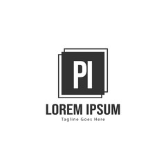Initial PI logo template with modern frame. Minimalist PI letter logo vector illustration