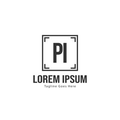 Initial PI logo template with modern frame. Minimalist PI letter logo vector illustration