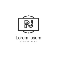 Initial PJ logo template with modern frame. Minimalist PJ letter logo vector illustration
