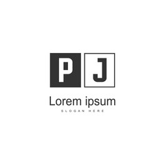 Initial PJ logo template with modern frame. Minimalist PJ letter logo vector illustration
