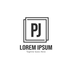 Initial PJ logo template with modern frame. Minimalist PJ letter logo vector illustration