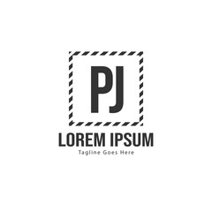 Initial PJ logo template with modern frame. Minimalist PJ letter logo vector illustration