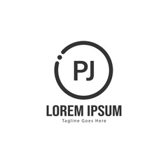 Initial PJ logo template with modern frame. Minimalist PJ letter logo vector illustration