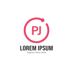 Initial PJ logo template with modern frame. Minimalist PJ letter logo vector illustration