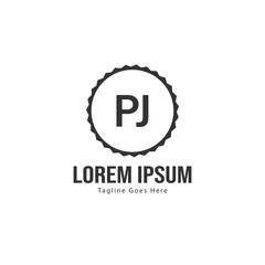 Initial PJ logo template with modern frame. Minimalist PJ letter logo vector illustration