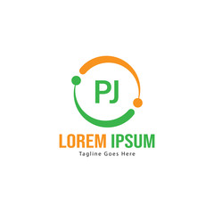 Initial PJ logo template with modern frame. Minimalist PJ letter logo vector illustration