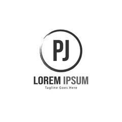 Initial PJ logo template with modern frame. Minimalist PJ letter logo vector illustration