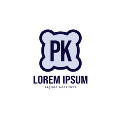 Initial PK logo template with modern frame. Minimalist PK letter logo vector illustration