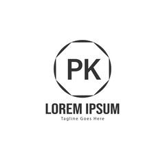 Initial PK logo template with modern frame. Minimalist PK letter logo vector illustration
