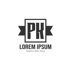 Initial PK logo template with modern frame. Minimalist PK letter logo vector illustration