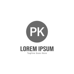 Initial PK logo template with modern frame. Minimalist PK letter logo vector illustration