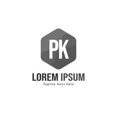Initial PK logo template with modern frame. Minimalist PK letter logo vector illustration