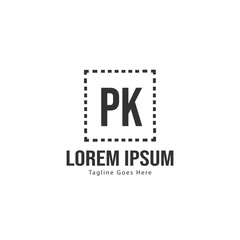 Initial PK logo template with modern frame. Minimalist PK letter logo vector illustration