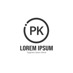 Initial PK logo template with modern frame. Minimalist PK letter logo vector illustration