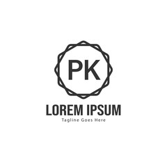 Initial PK logo template with modern frame. Minimalist PK letter logo vector illustration