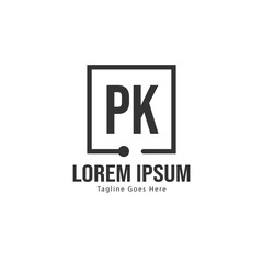 Initial PK logo template with modern frame. Minimalist PK letter logo vector illustration