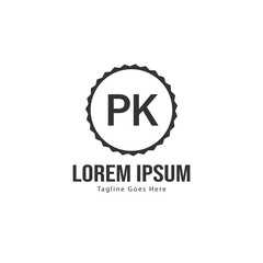 Initial PK logo template with modern frame. Minimalist PK letter logo vector illustration