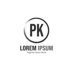 Initial PK logo template with modern frame. Minimalist PK letter logo vector illustration
