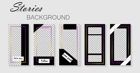 Set of stories template.Design layout backgrounds for social media.Layout, cover templates for story.Mockup for social media with frame.vector