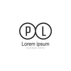 Initial PL logo template with modern frame. Minimalist PL letter logo vector illustration
