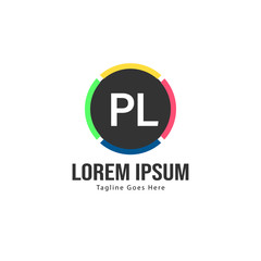 Initial PL logo template with modern frame. Minimalist PL letter logo vector illustration