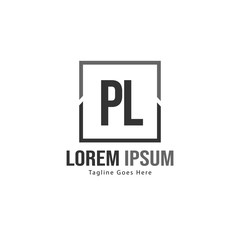 Initial PL logo template with modern frame. Minimalist PL letter logo vector illustration