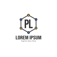 Initial PL logo template with modern frame. Minimalist PL letter logo vector illustration