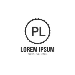 Initial PL logo template with modern frame. Minimalist PL letter logo vector illustration