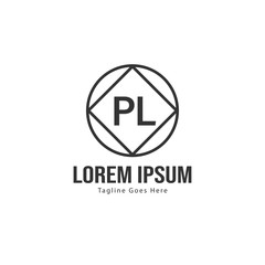 Initial PL logo template with modern frame. Minimalist PL letter logo vector illustration