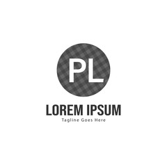 Initial PL logo template with modern frame. Minimalist PL letter logo vector illustration