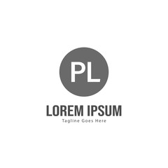 Initial PL logo template with modern frame. Minimalist PL letter logo vector illustration