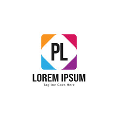 Initial PL logo template with modern frame. Minimalist PL letter logo vector illustration