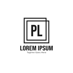 Initial PL logo template with modern frame. Minimalist PL letter logo vector illustration