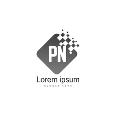 Initial PN logo template with modern frame. Minimalist PN letter logo vector illustration