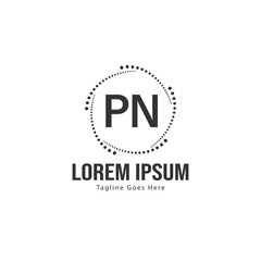 Initial PN logo template with modern frame. Minimalist PN letter logo vector illustration
